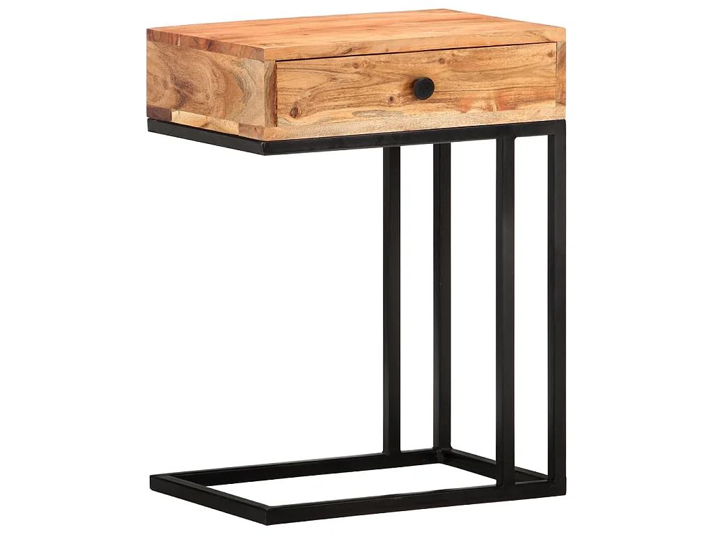 Mesa de apoio formato em U 45x30x61 cm madeira de acácia maciça