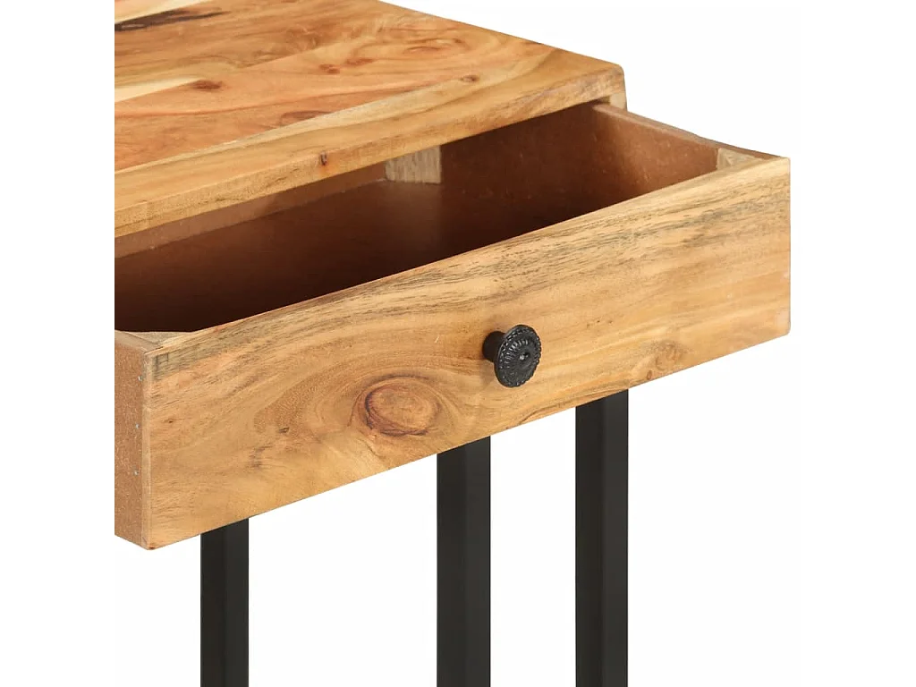 Mesa de apoio formato em U 45x30x61 cm madeira de acácia maciça