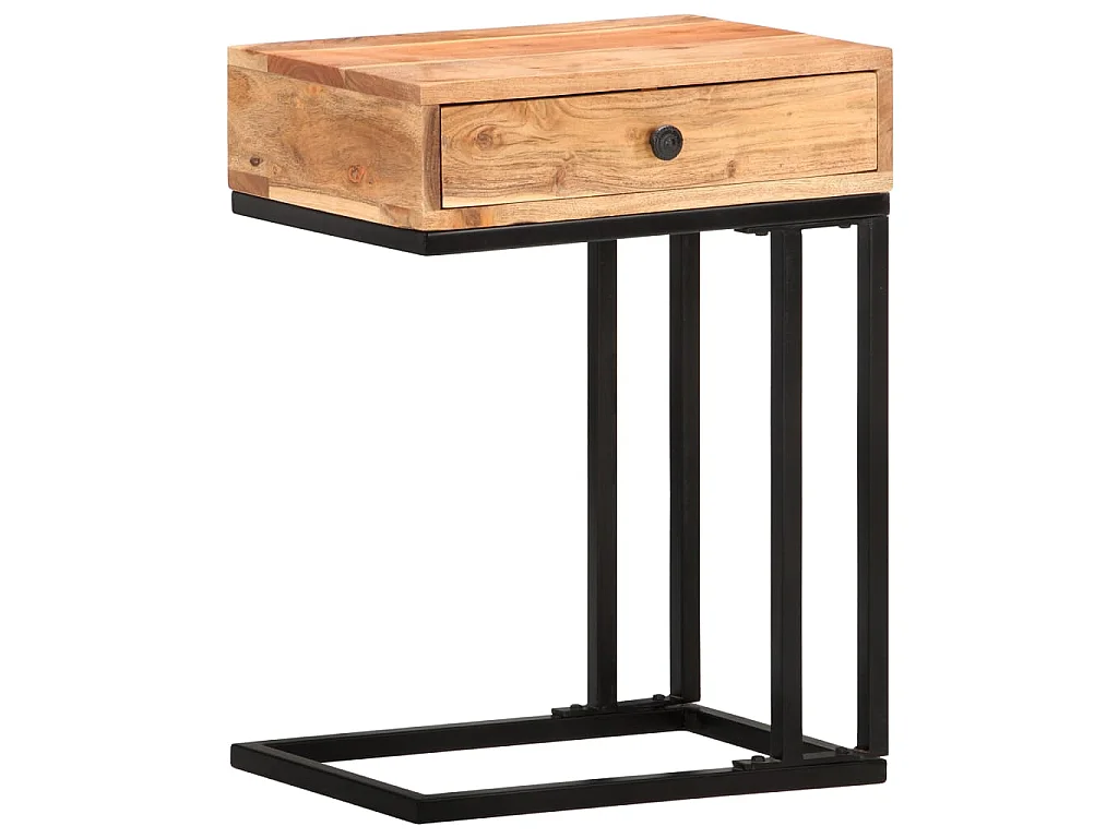 Mesa de apoio formato em U 45x30x61 cm madeira de acácia maciça