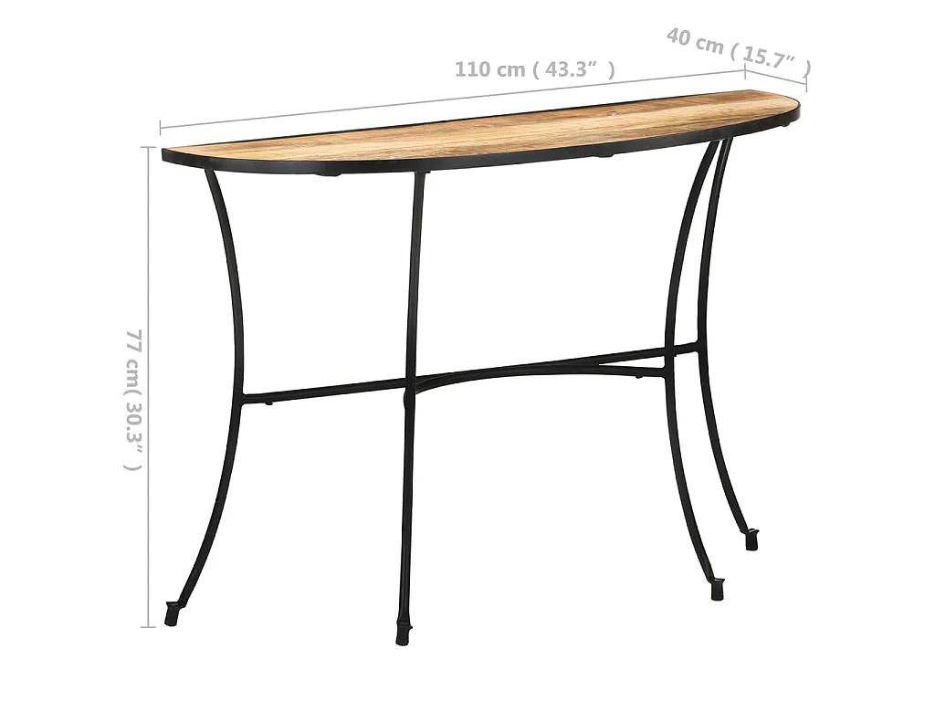 Mesa de apoio 110x40x77 cm madeira de mangueira maciça