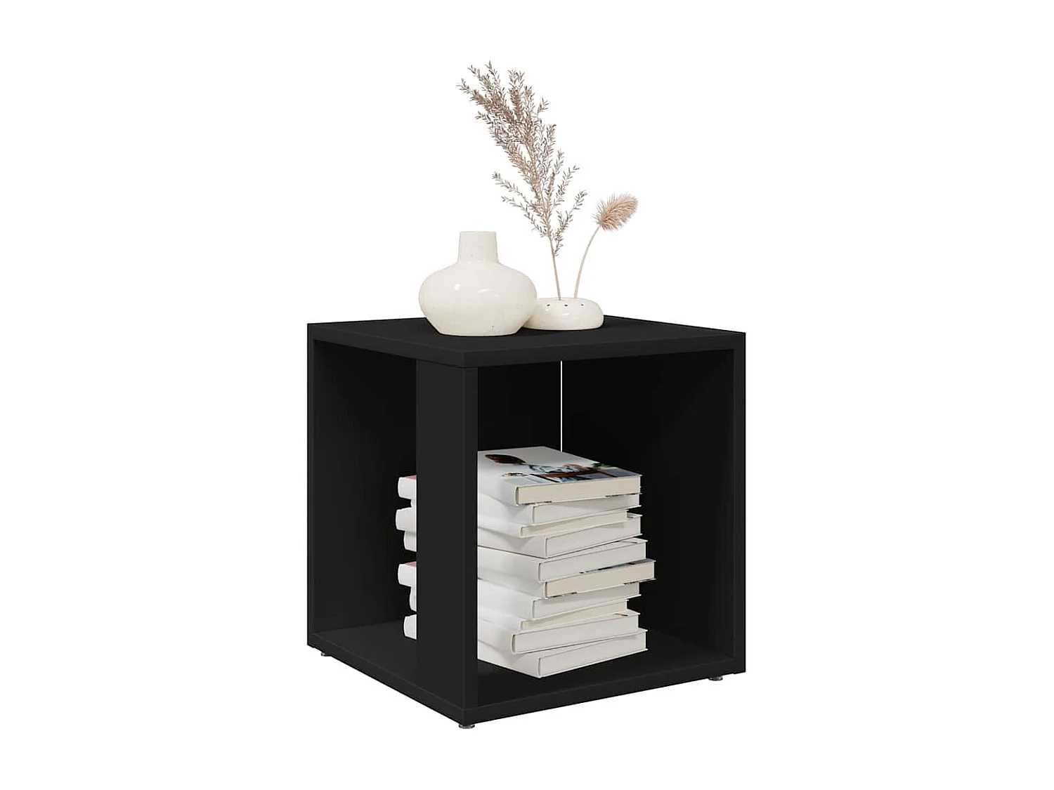 Bijzettafel 33x33x34,5 cm bewerkt hout zwart