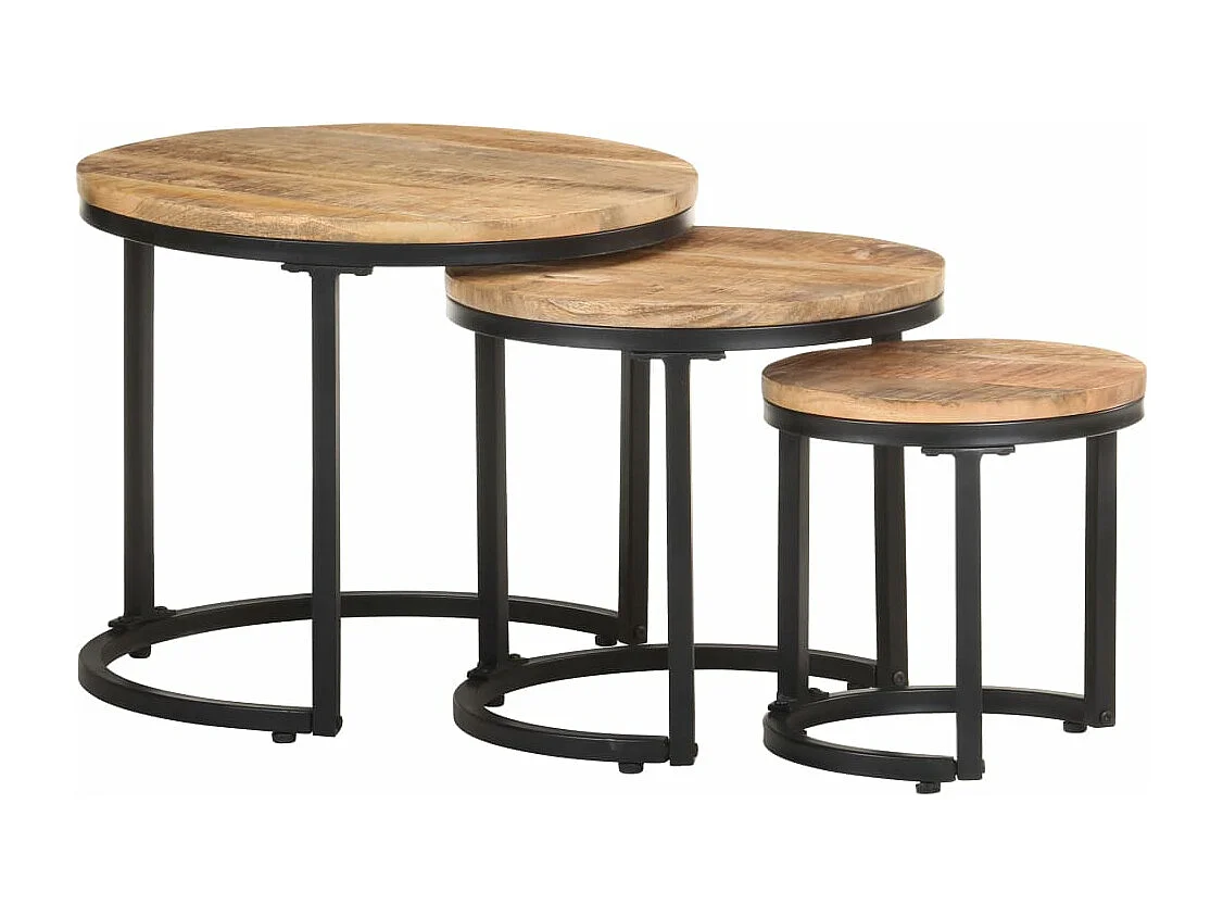 Beistelltische 3 Stk. Raues Mangoholz