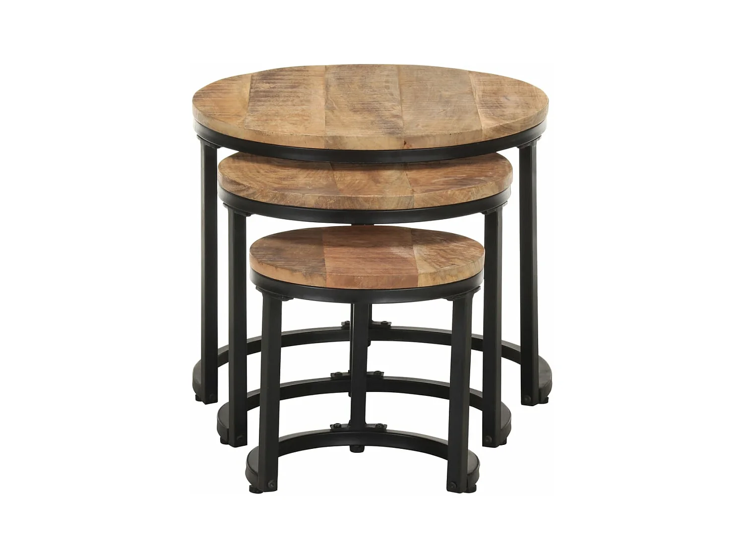 Bijzettafels 3 st ruw mangohout