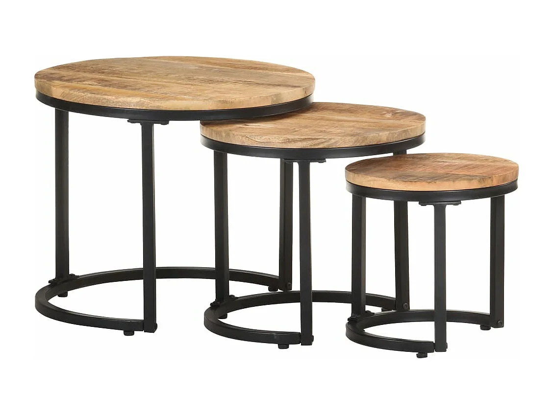 Tables d'appoint 3 pcs Bois de manguier brut