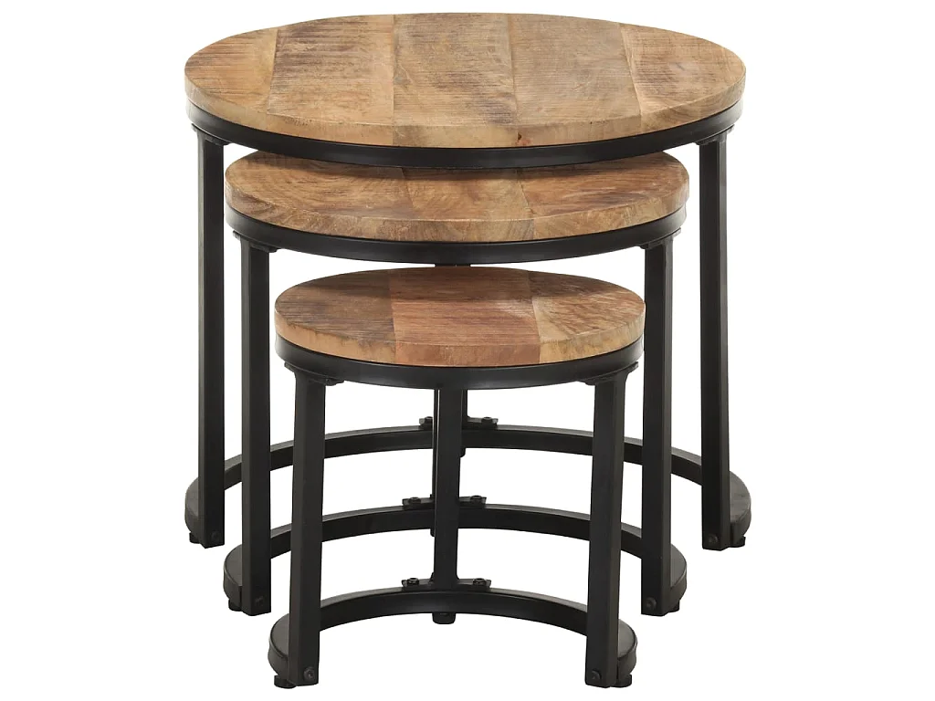 Tables d'appoint 3 pcs Bois de manguier brut