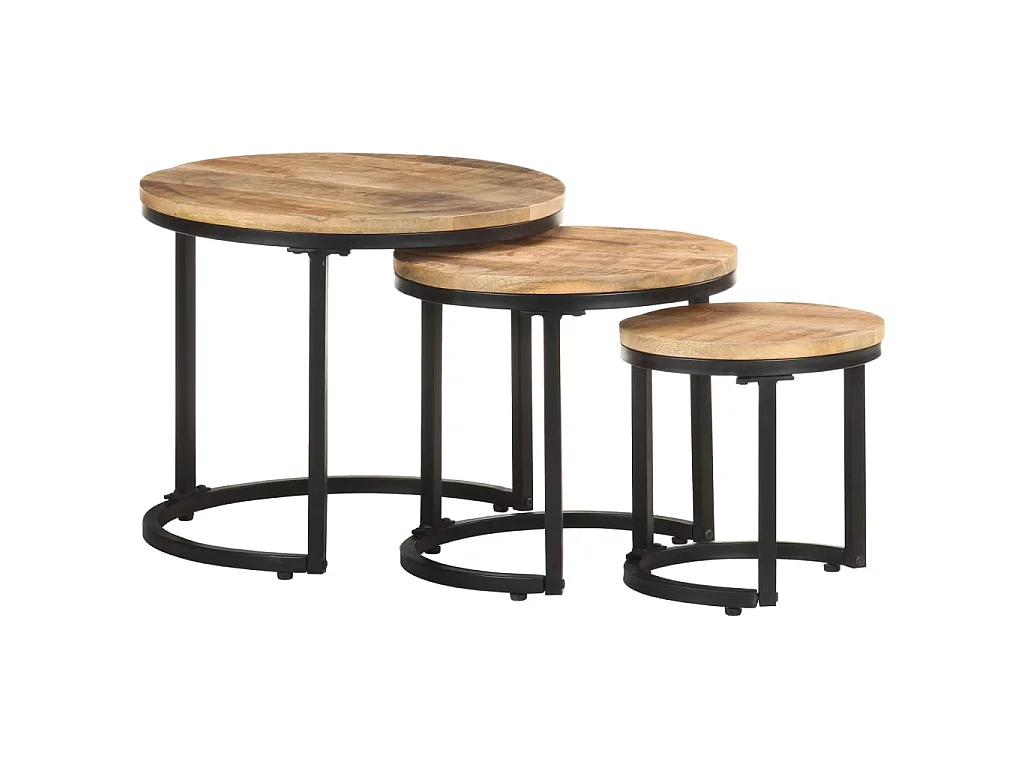 Tables d'appoint 3 pcs Bois de manguier brut