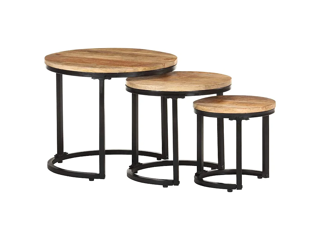 Tables d'appoint 3 pcs Bois de manguier brut