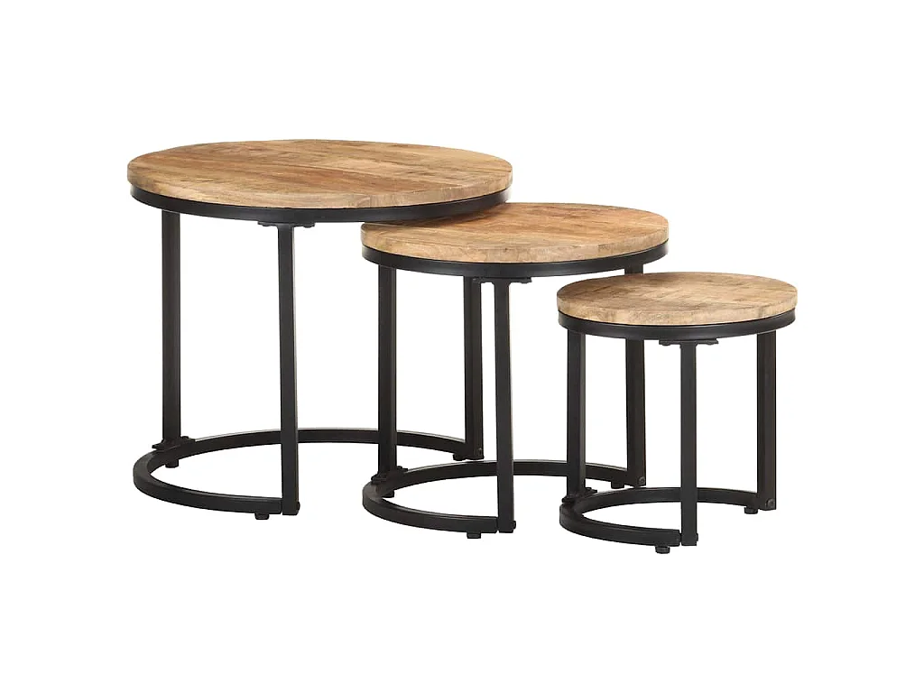 Tables d'appoint 3 pcs Bois de manguier brut