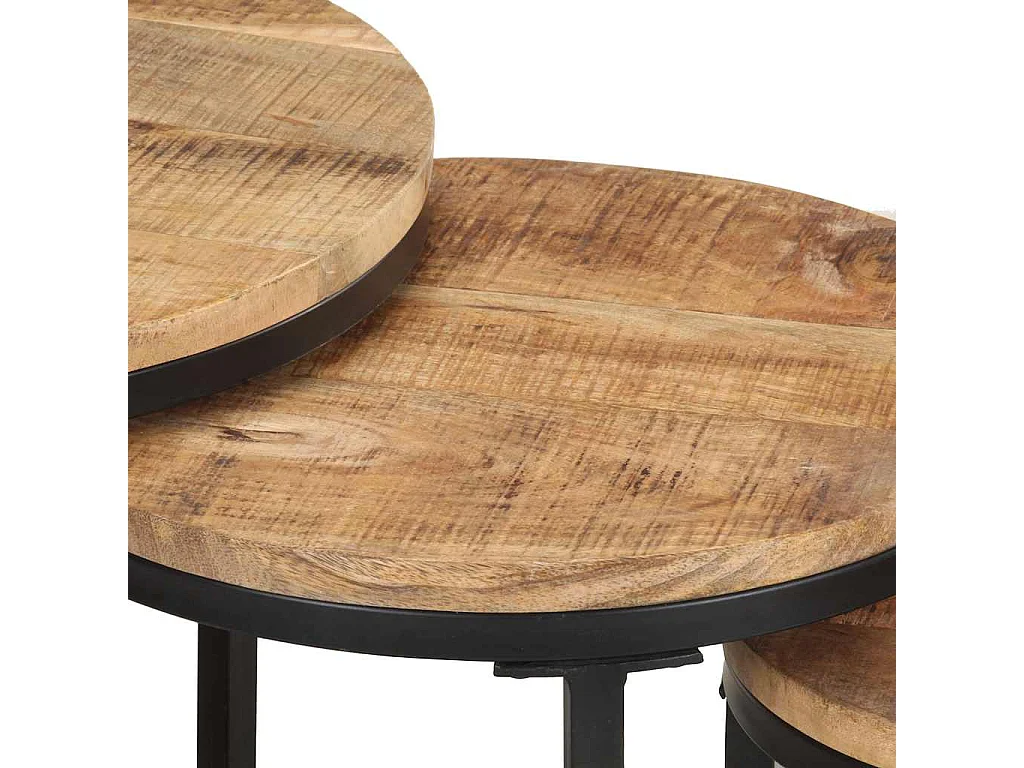 Tables d'appoint 3 pcs Bois de manguier brut