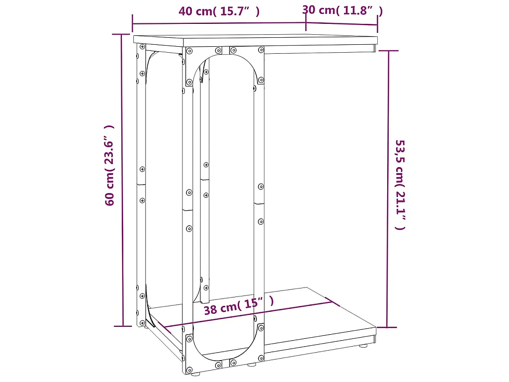 Bijzettafel 40x30x60 cm bewerkt hout zwart