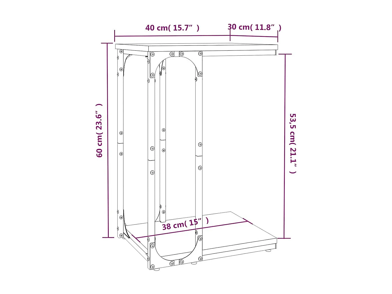 Mesa auxiliar madera contrachapada marrón roble 40x30x60 cm