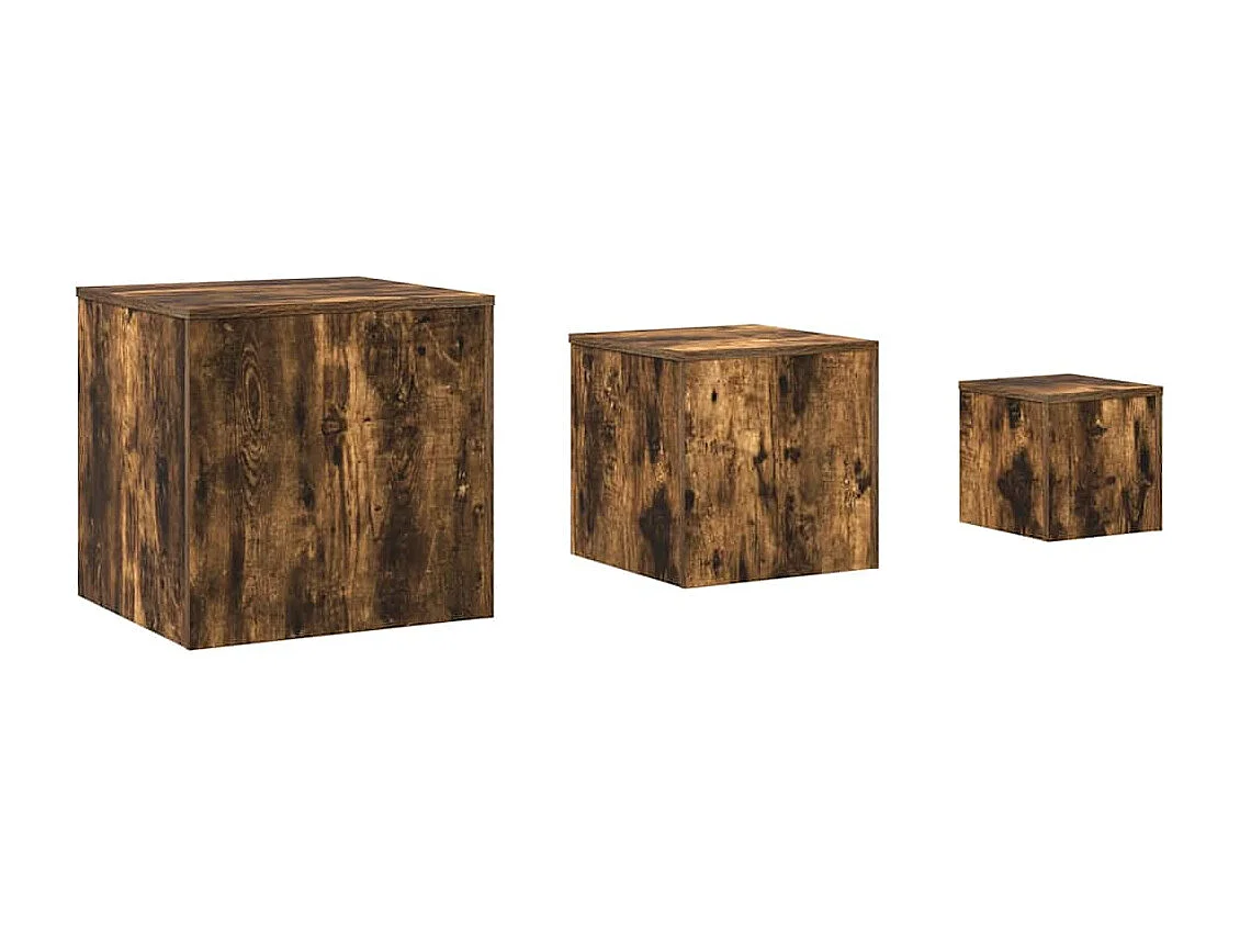 Tables d'appoint 3 pcs Chêne fumé Bois d'ingénierie