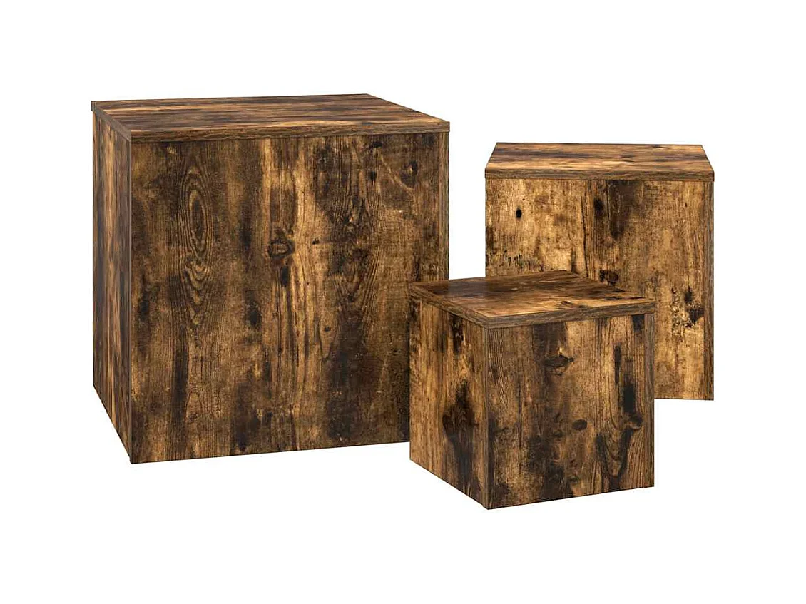 Tables d'appoint 3 pcs Chêne fumé Bois d'ingénierie