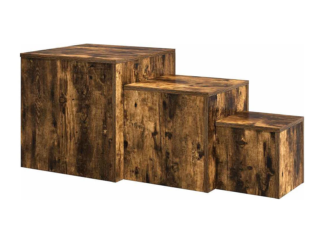 Tables d'appoint 3 pcs Chêne fumé Bois d'ingénierie