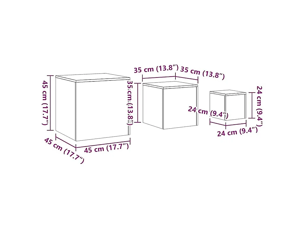 Beistelltische 3 Stk. Räuchereiche Holzwerkstoff
