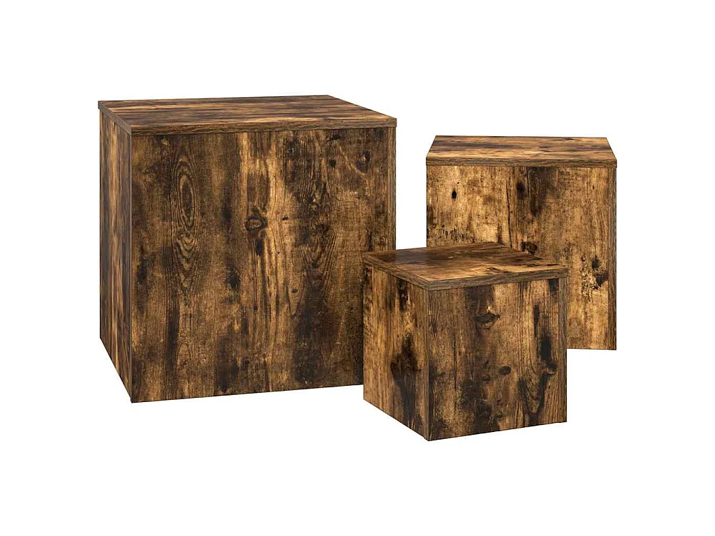 Beistelltische 3 Stk. Räuchereiche Holzwerkstoff
