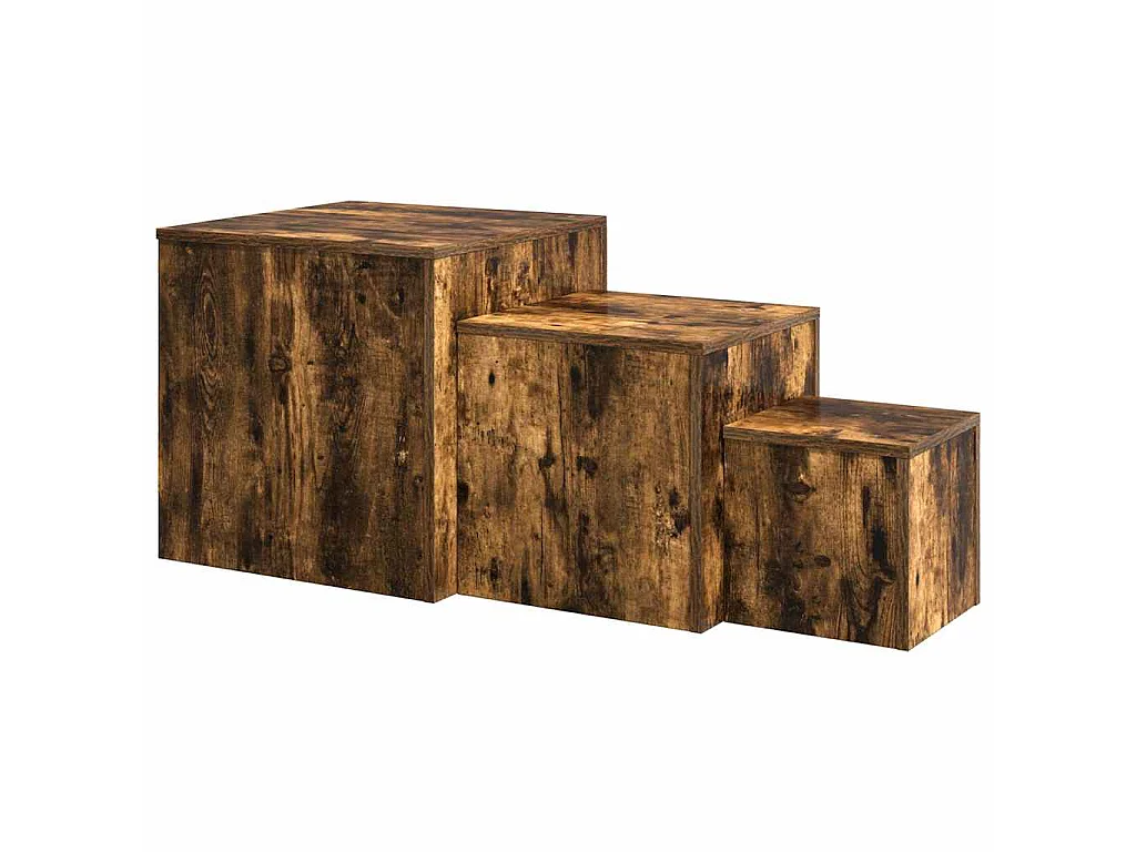 Tables d'appoint 3 pcs Chêne fumé Bois d'ingénierie