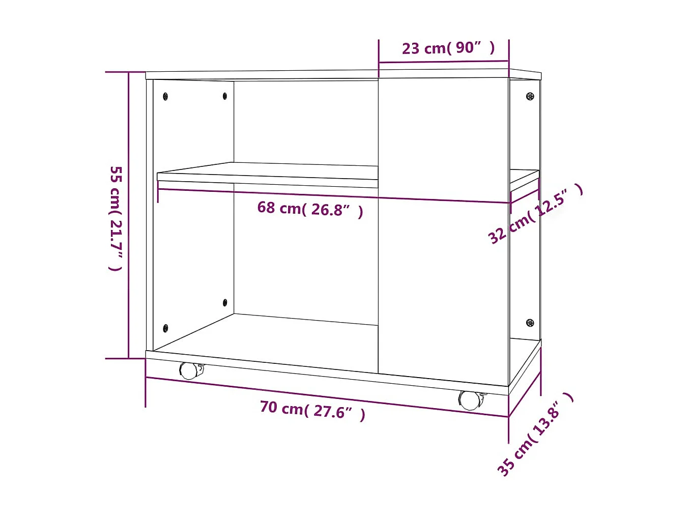 Beistelltisch Braun Eiche 70x35x55 cm Holzwerkstoff