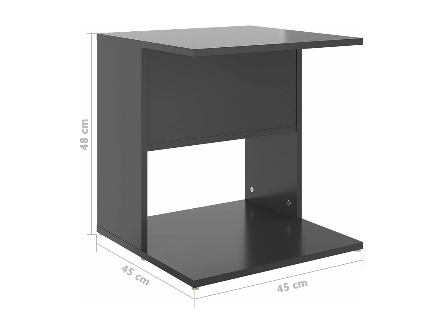 Table d'appoint gris brillant 45x45x48 cm bois d'ingénierie