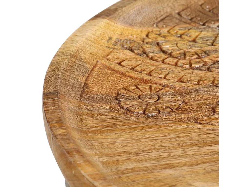 Bijzettafel rond 2 st massief mangohout en staal