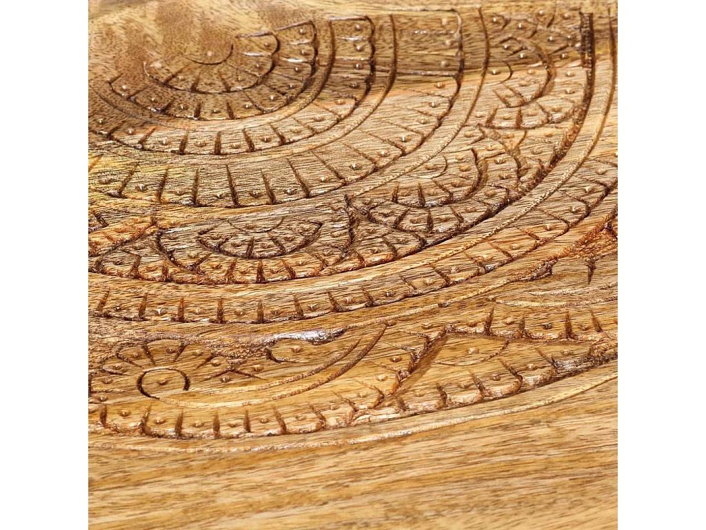 Bijzettafel rond 2 st massief mangohout en staal