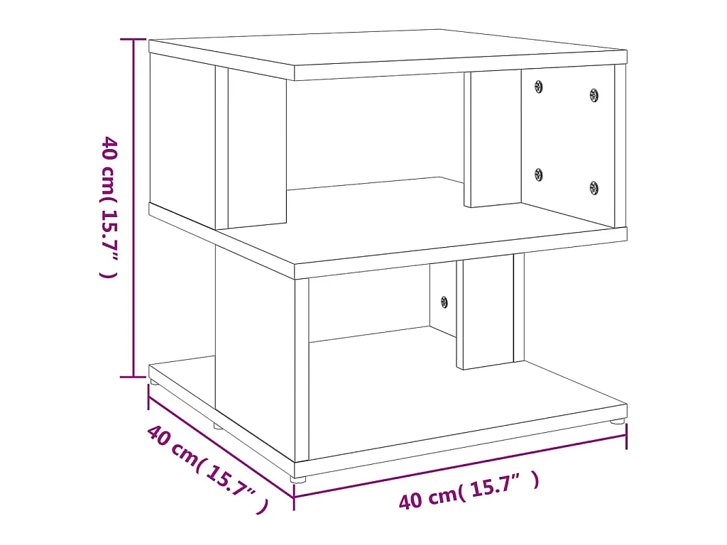 Bijzettafel 40x40x40 cm bewerkt hout betongrijs