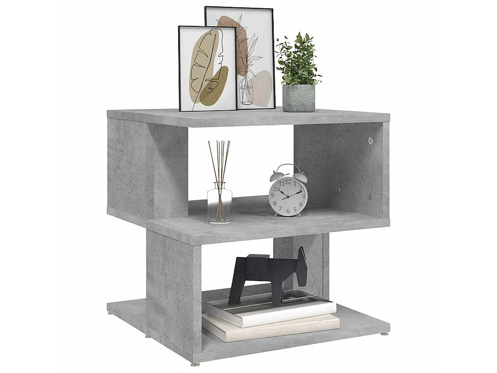 Mesa auxiliar de madera ingeniería gris hormigón 40x40x40 cm
