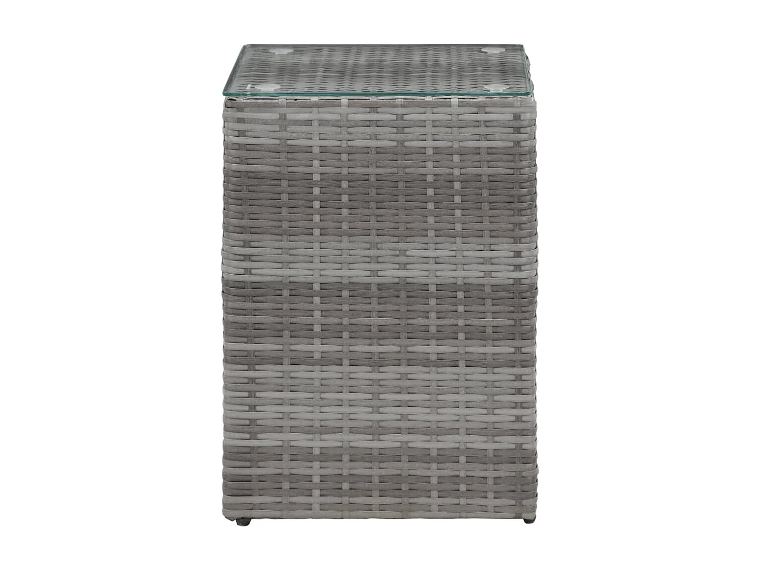 Mesas auxiliares 3 pzas superficie vidrio ratán sintético gris