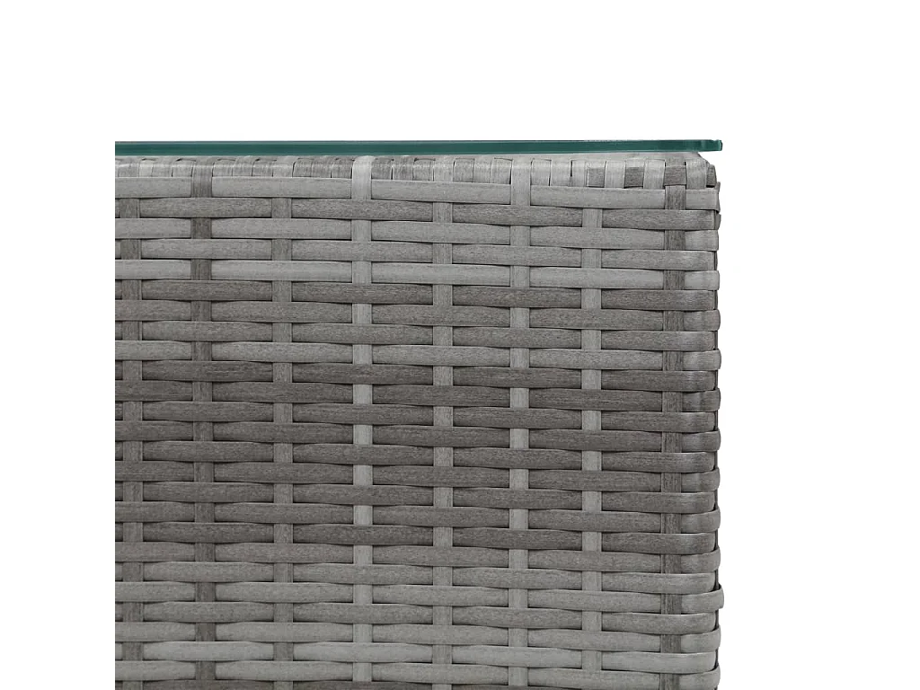 Tavolini Laterale 3 pz con Piano in Vetro Grigi in Polyrattan