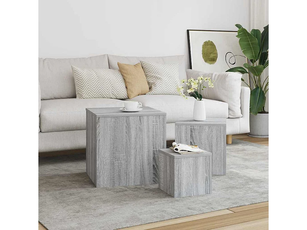 Tables d'appoint 3 pcs Sonoma gris Bois d'ingénierie