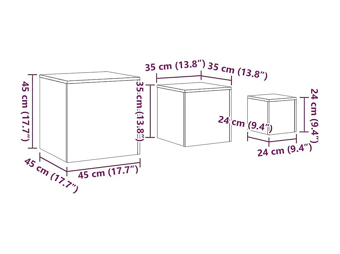 Tables d'appoint 3 pcs Sonoma gris Bois d'ingénierie