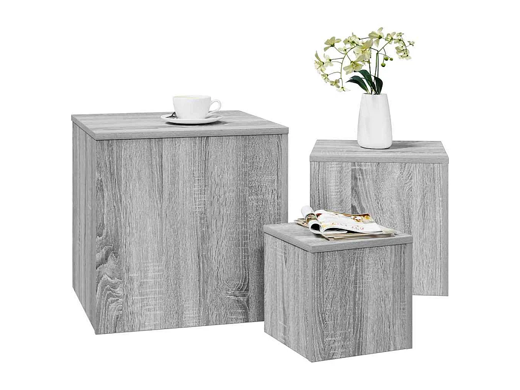Tables d'appoint 3 pcs Sonoma gris Bois d'ingénierie