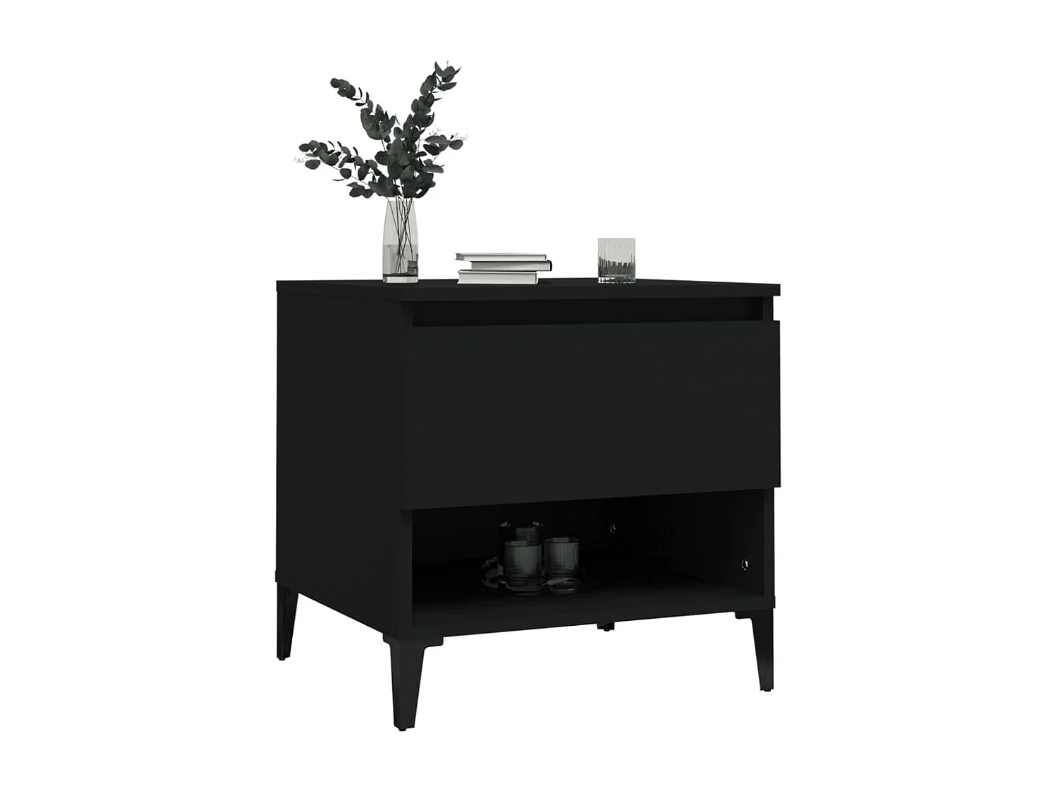 Bijzettafel 50x46x50 cm bewerkt hout zwart