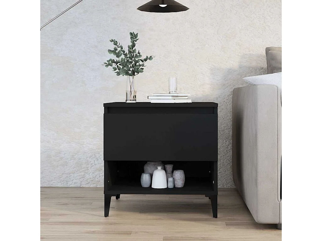 Tavolino Nero 50x46x50 cm in Legno Multistrato