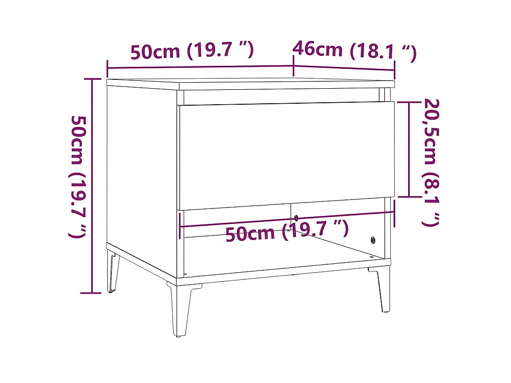 Tavolino Nero 50x46x50 cm in Legno Multistrato