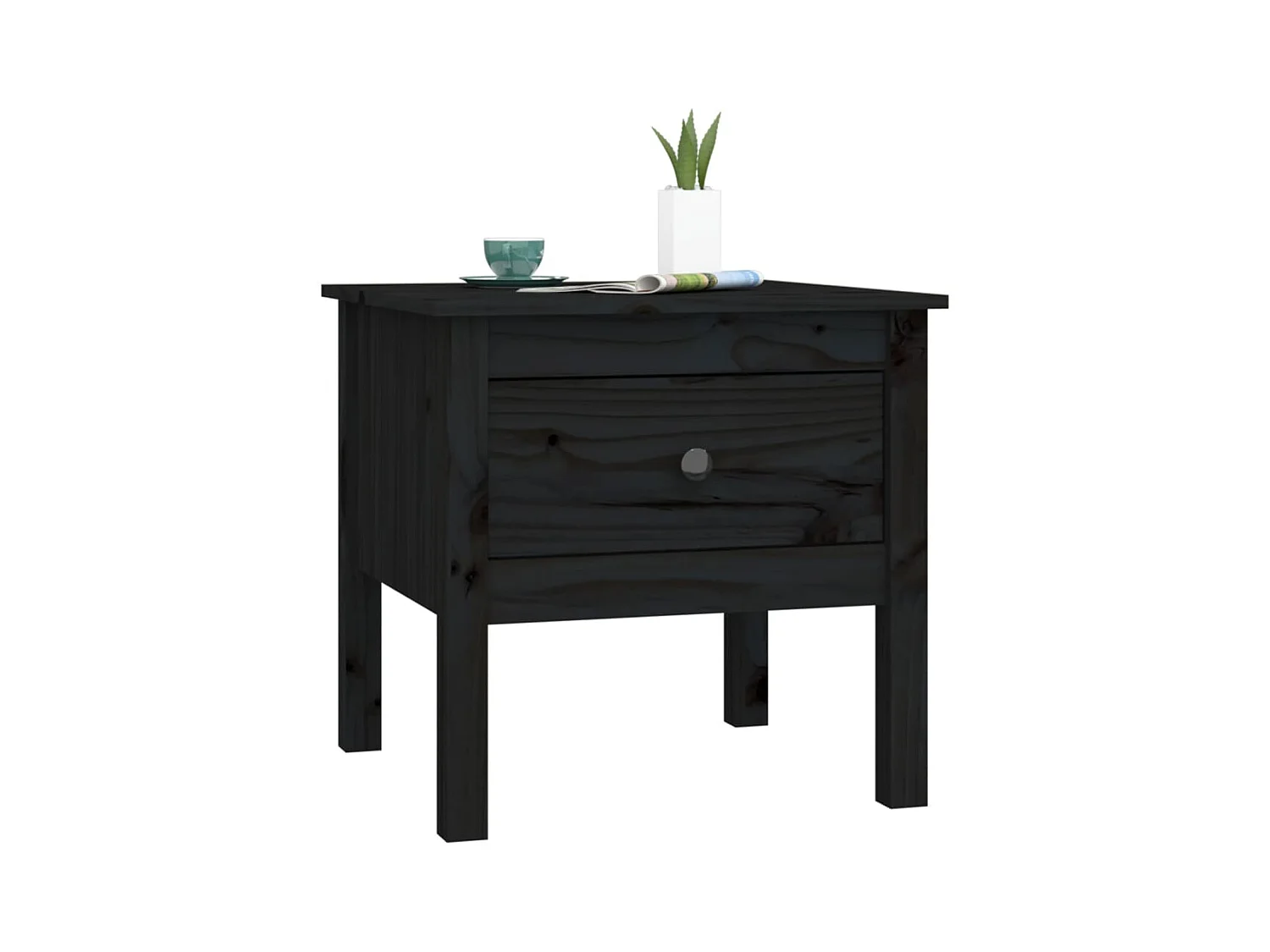 Beistelltische 2 Stk. Schwarz 50x50x49 cm Massivholz Kiefer