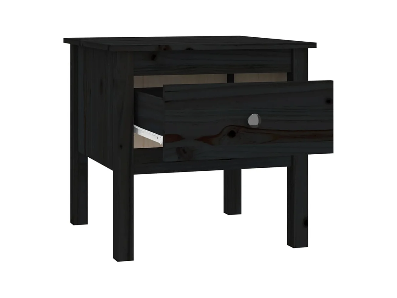 Beistelltische 2 Stk. Schwarz 50x50x49 cm Massivholz Kiefer