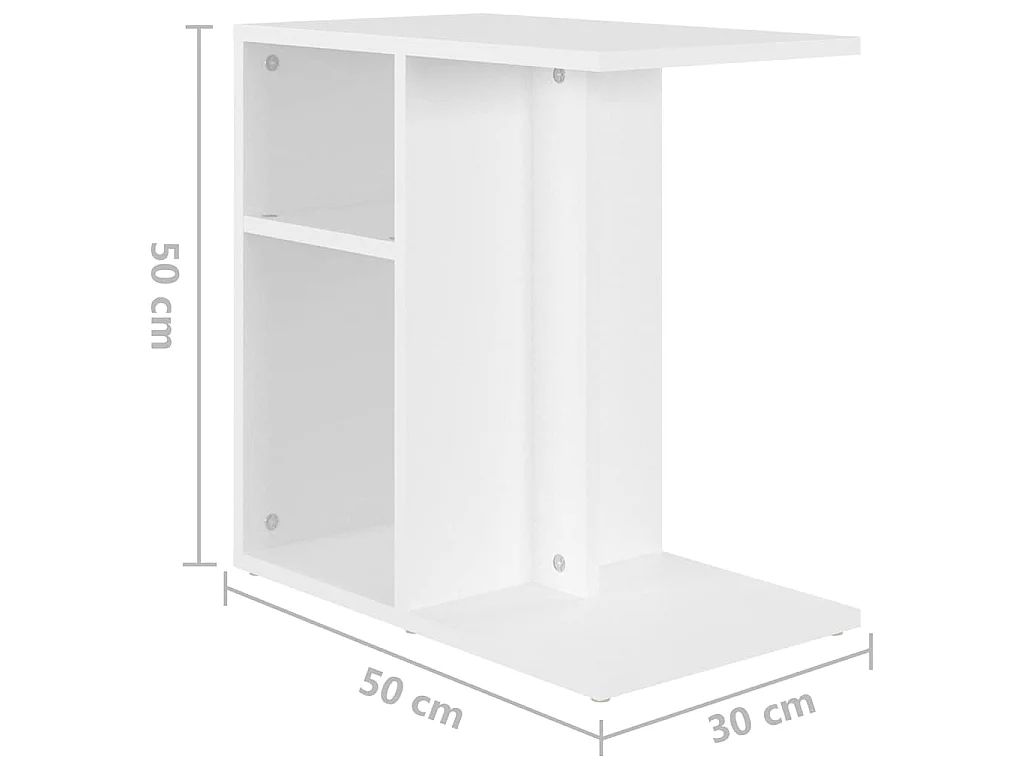 Tavolino Bianco 50x30x50 cm in Legno Multistrato