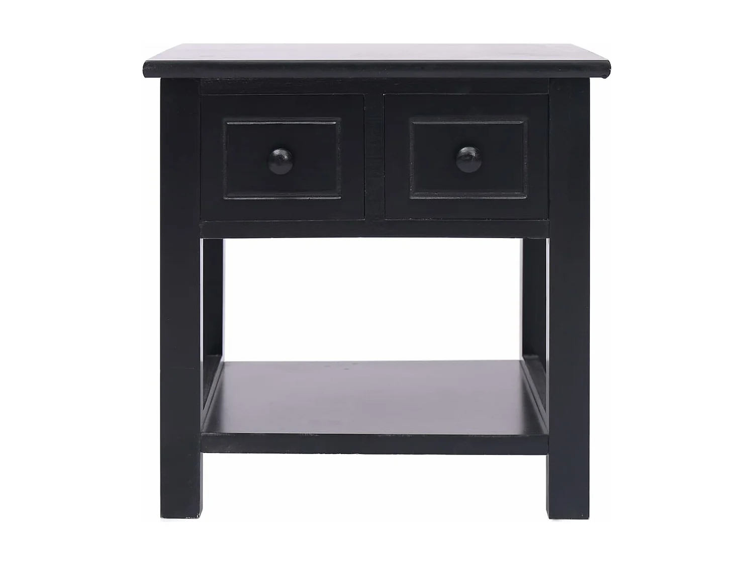 Tavolino Laterale Nero 40x40x40 cm in Legno di Paulownia