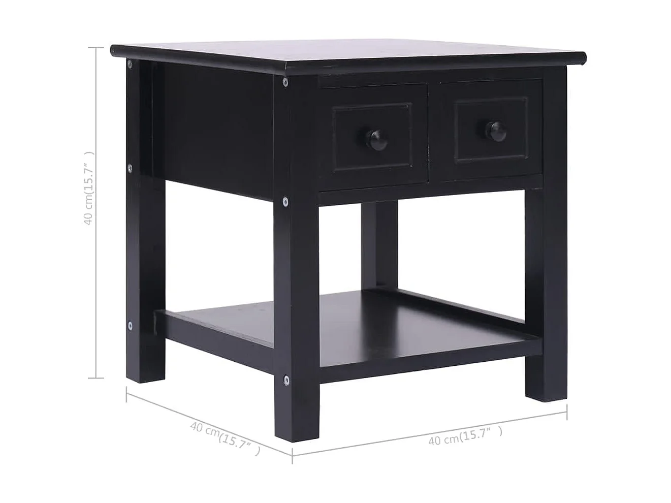 Beistelltisch Schwarz 40x40x40 cm Paulownia Holz