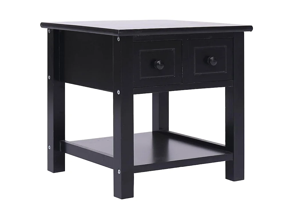 Tavolino Laterale Nero 40x40x40 cm in Legno di Paulownia