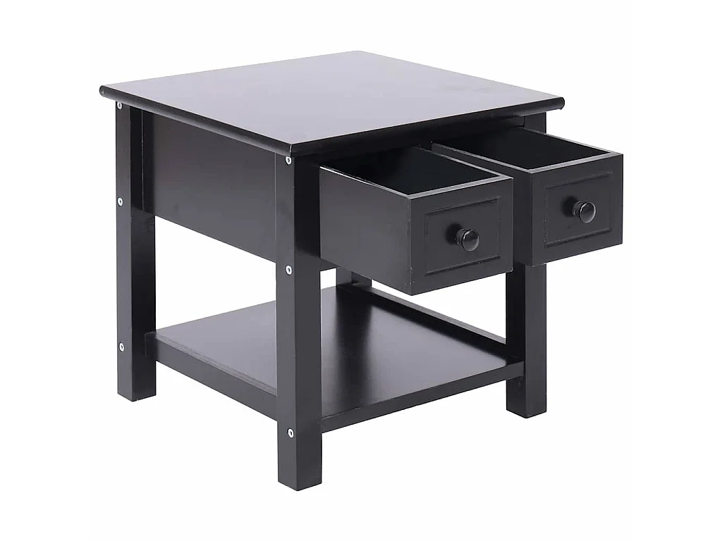 Tavolino Laterale Nero 40x40x40 cm in Legno di Paulownia