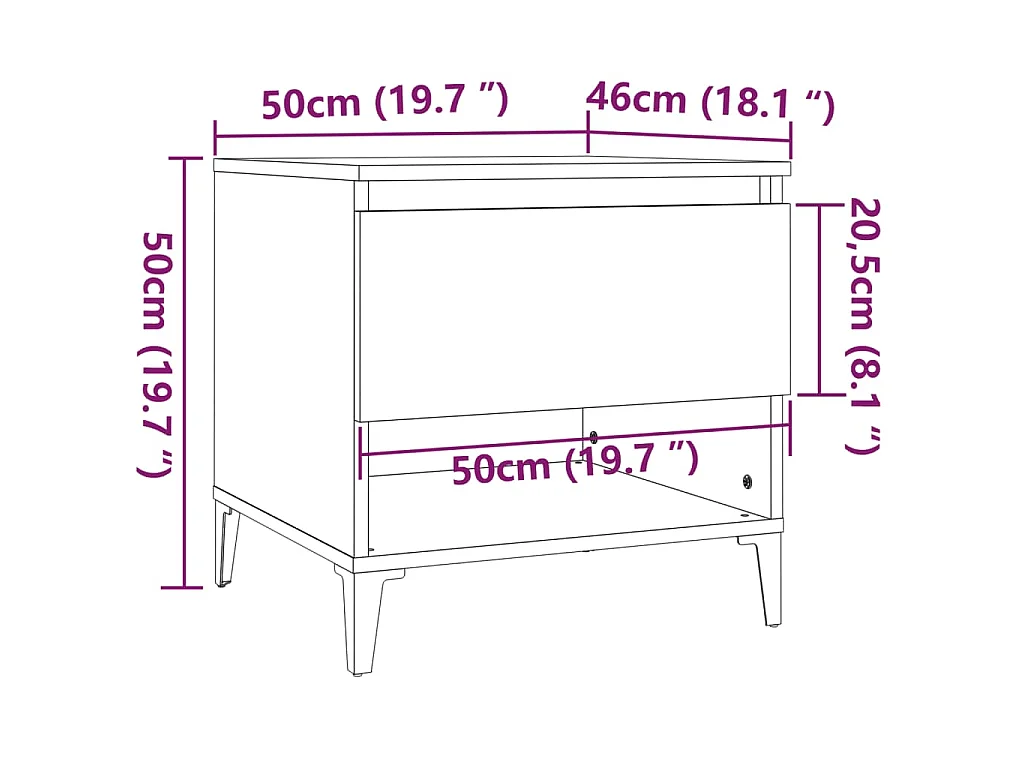Tables d'appoint 2 pcs Noir 50x46x50 cm Bois d’ingénierie