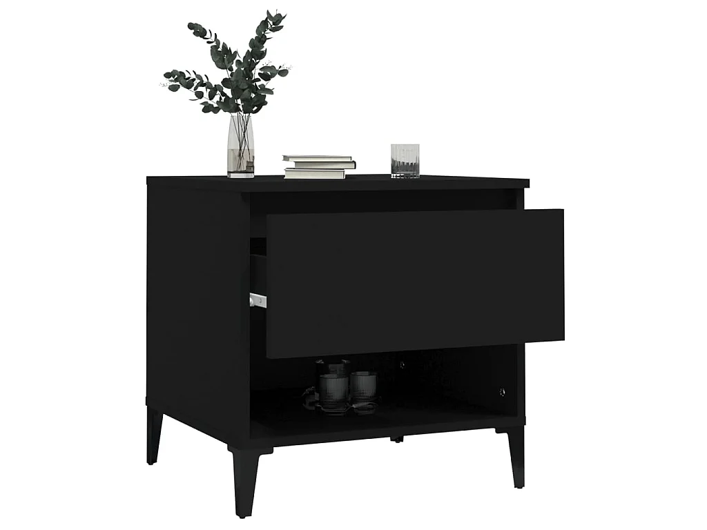 Tables d'appoint 2 pcs Noir 50x46x50 cm Bois d’ingénierie