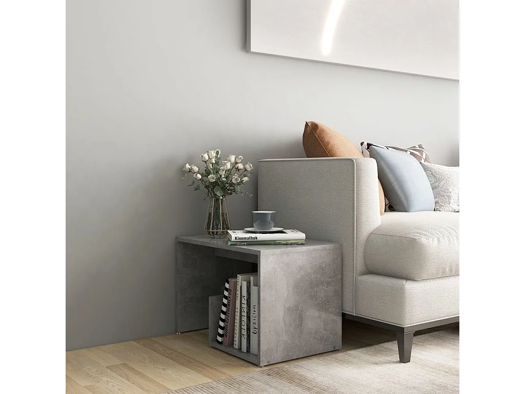 Mesa de apoio 59x36x38 cm derivados de madeira cinzento cimento