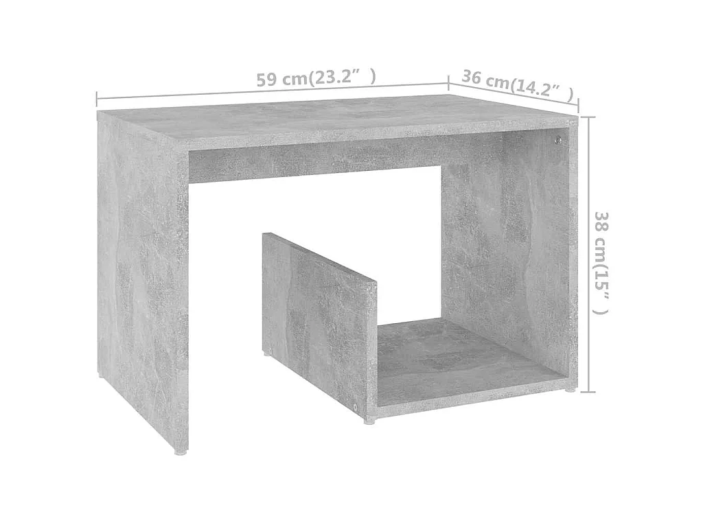 Table d'appoint Gris béton 59x36x38 cm Aggloméré