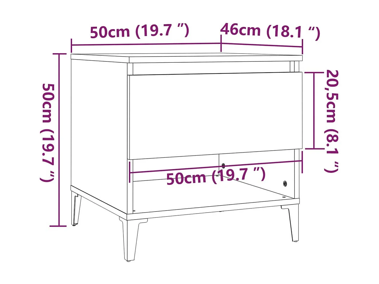 Bijzettafel 50x46x50 cm bewerkt hout wit