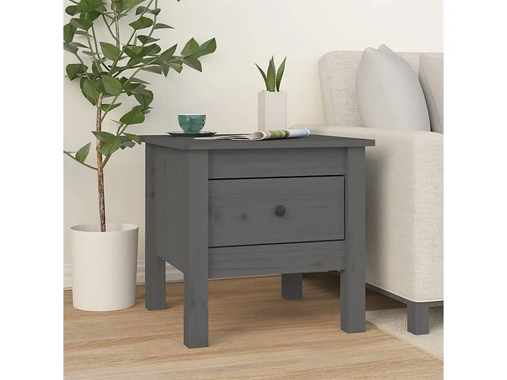 Table d'appoint Gris 40x40x39 cm Bois massif de pin