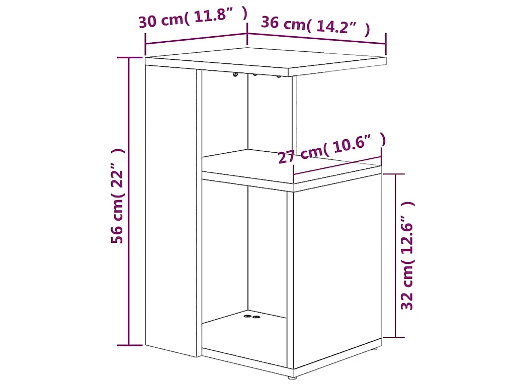 Table d'appoint Chêne fumé 36x30x56 cm Bois d'ingénierie