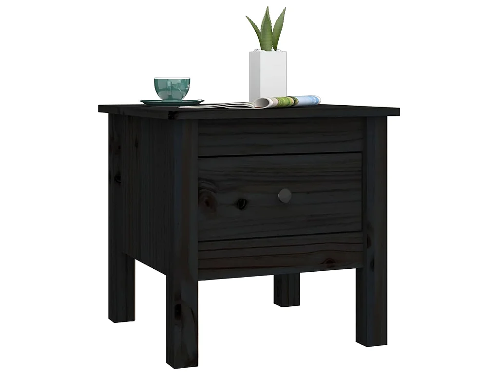 Tables d'appoint 2 pcs Noir 40x40x39 cm Bois massif de pin